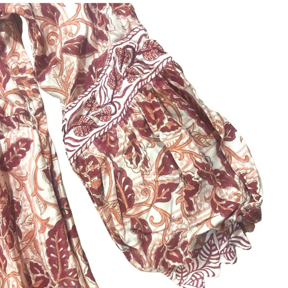 Ash & Eden Idika Pintuck Maxi Umbrella Dress Pink Chink Sz S Block Print Roman - Picture 5 of 13